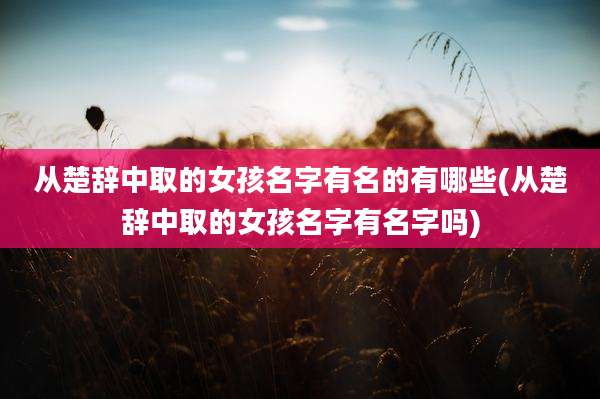 从楚辞中取的女孩名字有名的有哪些(从楚辞中取的女孩名字有名字吗)