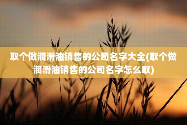 取个做润滑油销售的公司名字大全(取个做润滑油销售的公司名字怎么取)