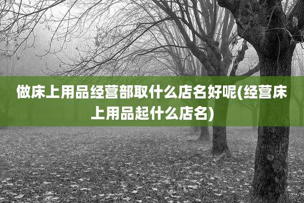做床上用品经营部取什么店名好呢(经营床上用品起什么店名)