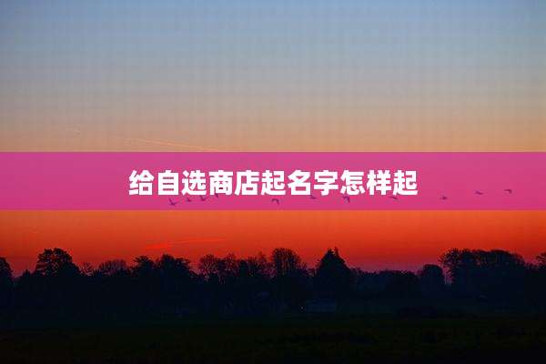 给自选商店起名字怎样起