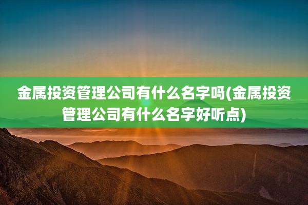 金属投资管理公司有什么名字吗(金属投资管理公司有什么名字好听点)