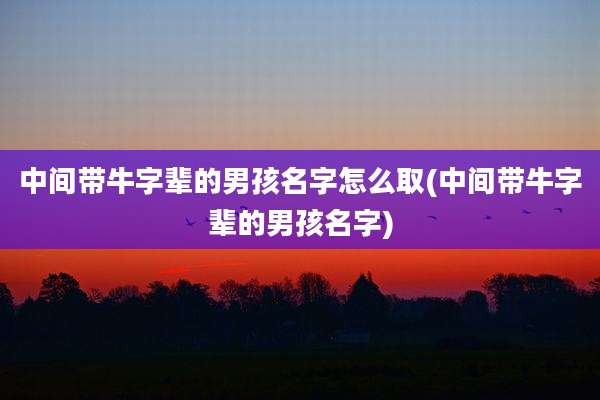 中间带牛字辈的男孩名字怎么取(中间带牛字辈的男孩名字)
