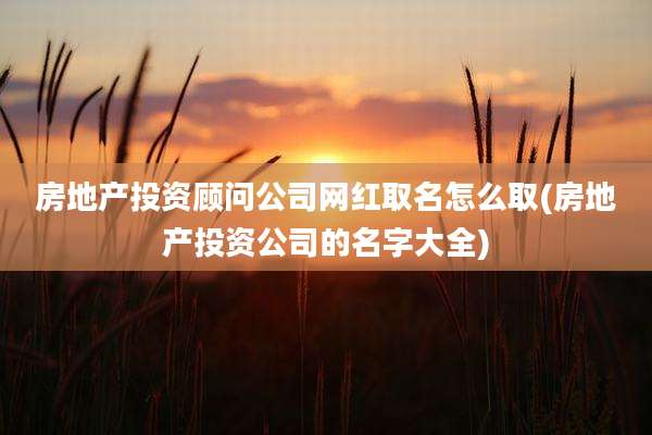房地产投资顾问公司网红取名怎么取(房地产投资公司的名字大全)