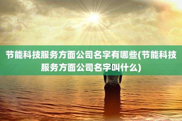 节能科技服务方面公司名字有哪些(节能科技服务方面公司名字叫什么)