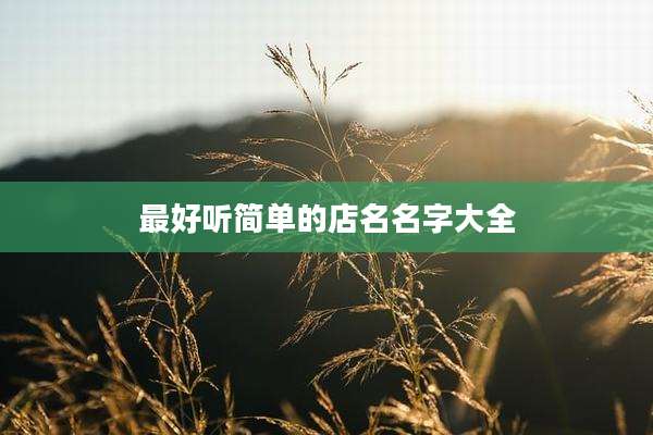 最好听简单的店名名字大全
