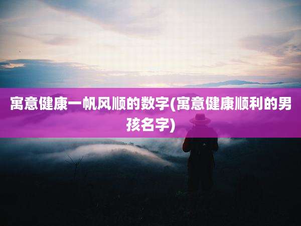 寓意健康一帆风顺的数字(寓意健康顺利的男孩名字)