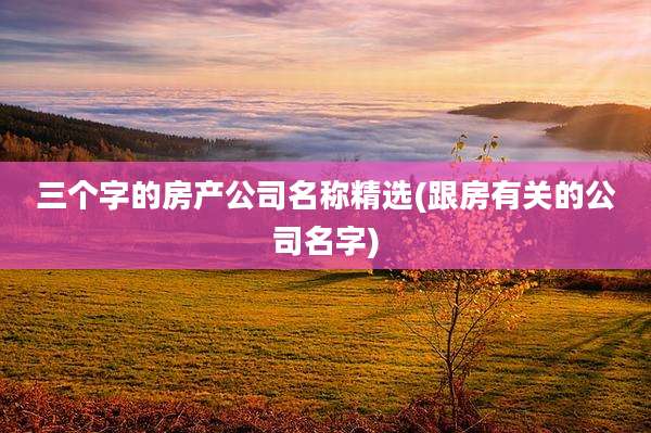 三个字的房产公司名称精选(跟房有关的公司名字)