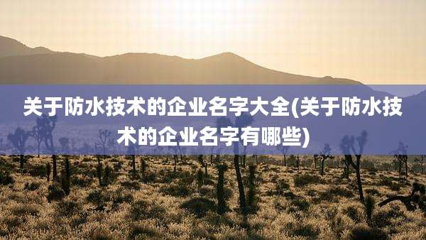 关于防水技术的企业名字大全(关于防水技术的企业名字有哪些)