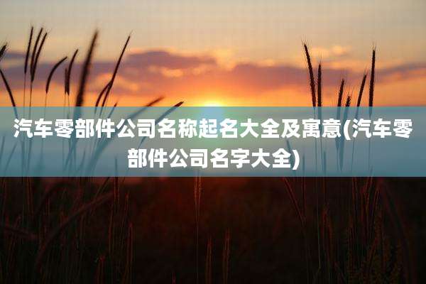 汽车零部件公司名称起名大全及寓意(汽车零部件公司名字大全)