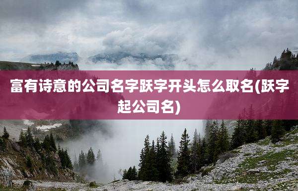 富有诗意的公司名字跃字开头怎么取名(跃字起公司名)