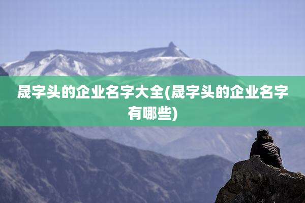 晟字头的企业名字大全(晟字头的企业名字有哪些)