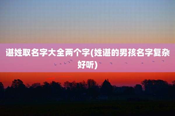 谌姓取名字大全两个字(姓谌的男孩名字复杂好听)