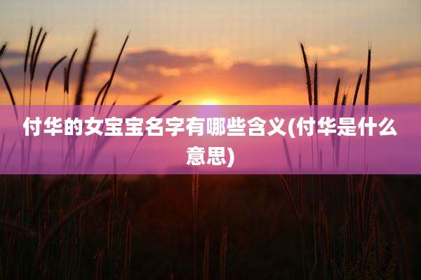 付华的女宝宝名字有哪些含义(付华是什么意思)