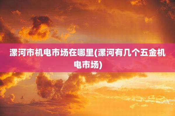 漯河市机电市场在哪里(漯河有几个五金机电市场)