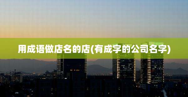 用成语做店名的店(有成字的公司名字)