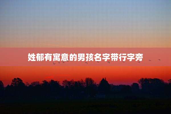姓郁有寓意的男孩名字带行字旁