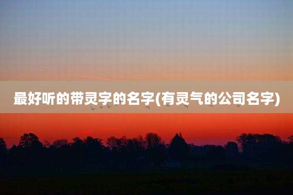 最好听的带灵字的名字(有灵气的公司名字)