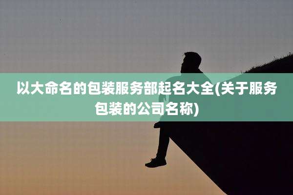 以大命名的包装服务部起名大全(关于服务包装的公司名称)