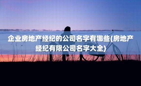企业房地产经纪的公司名字有哪些(房地产经纪有限公司名字大全)