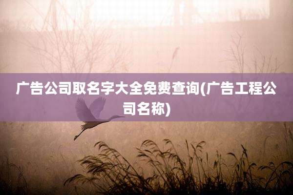 广告公司取名字大全免费查询(广告工程公司名称)