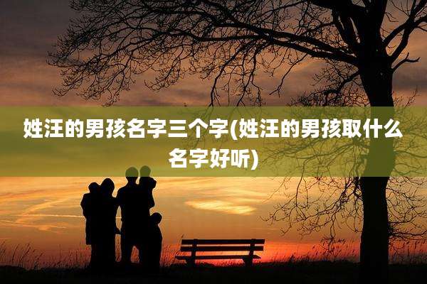 姓汪的男孩名字三个字(姓汪的男孩取什么名字好听)