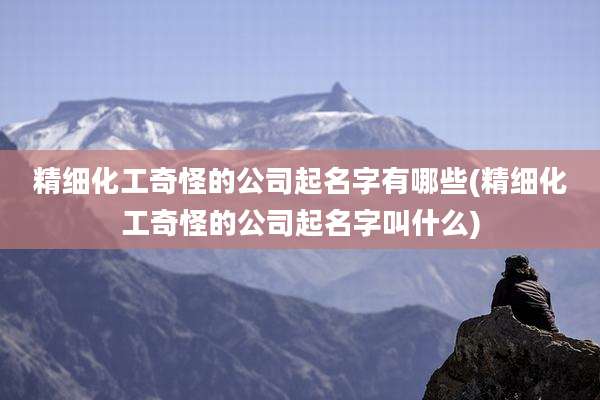 精细化工奇怪的公司起名字有哪些(精细化工奇怪的公司起名字叫什么)