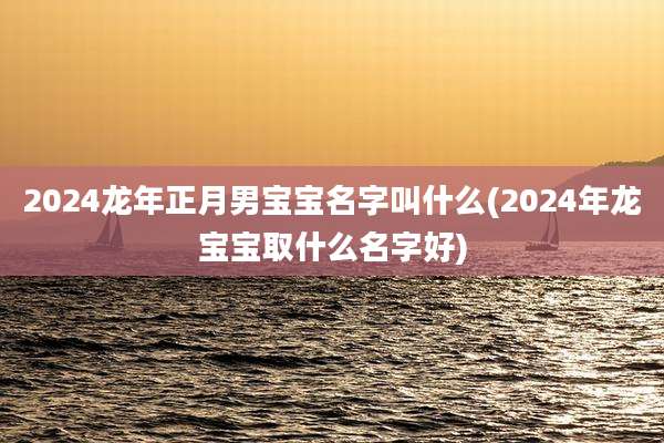 2024龙年正月男宝宝名字叫什么(2024年龙宝宝取什么名字好)
