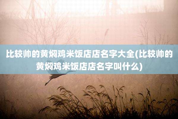 比较帅的黄焖鸡米饭店店名字大全(比较帅的黄焖鸡米饭店店名字叫什么)