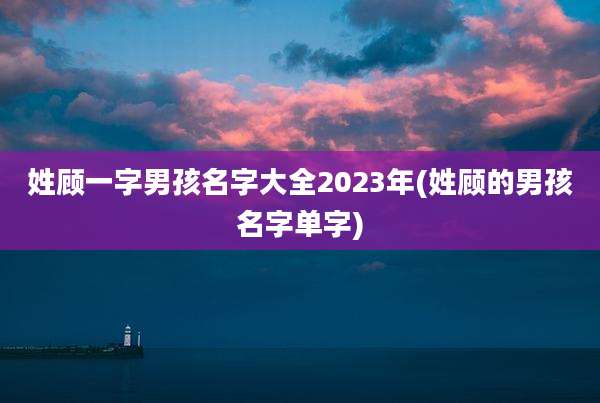 姓顾一字男孩名字大全2023年(姓顾的男孩名字单字)