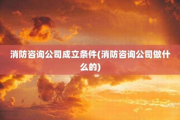 消防咨询公司成立条件(消防咨询公司做什么的)