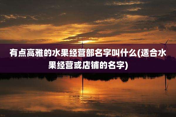 有点高雅的水果经营部名字叫什么(适合水果经营或店铺的名字)