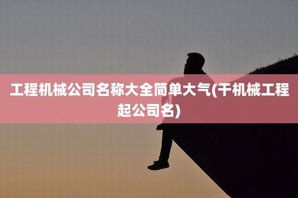 工程机械公司名称大全简单大气(干机械工程起公司名)