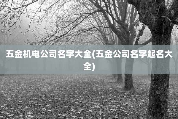 五金机电公司名字大全(五金公司名字起名大全)