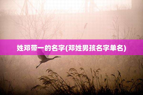 姓邓带一的名字(邓姓男孩名字单名)