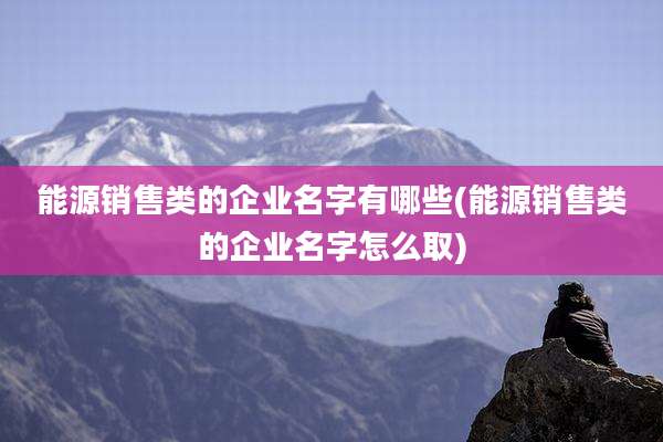 能源销售类的企业名字有哪些(能源销售类的企业名字怎么取)
