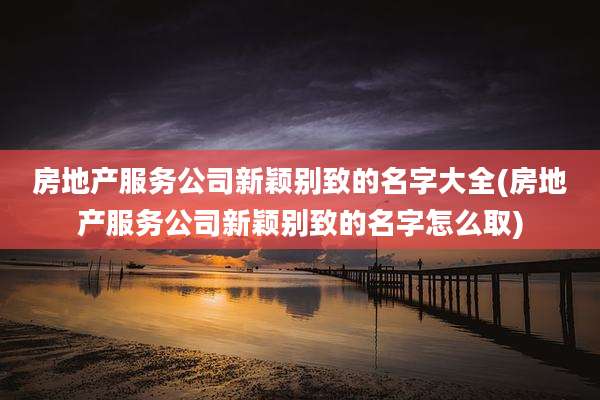 房地产服务公司新颖别致的名字大全(房地产服务公司新颖别致的名字怎么取)