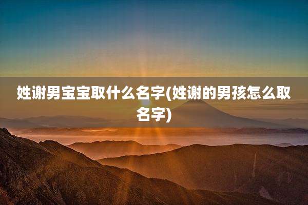 姓谢男宝宝取什么名字(姓谢的男孩怎么取名字)