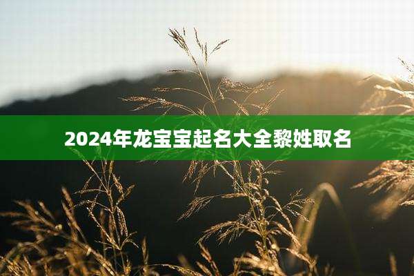 2024年龙宝宝起名大全黎姓取名