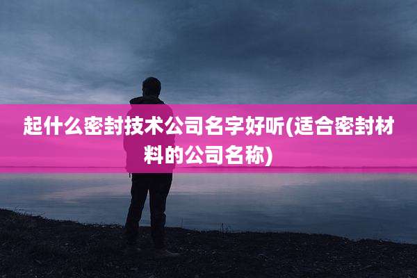 起什么密封技术公司名字好听(适合密封材料的公司名称)