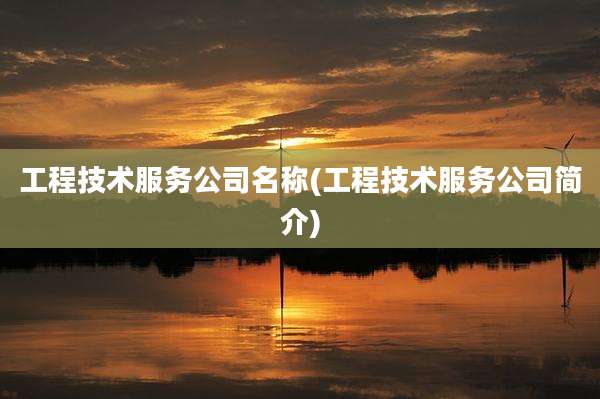 工程技术服务公司名称(工程技术服务公司简介)