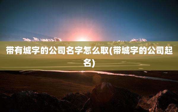带有城字的公司名字怎么取(带城字的公司起名)