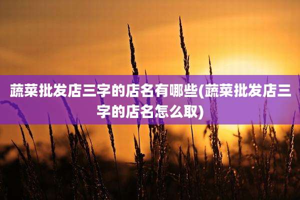 蔬菜批发店三字的店名有哪些(蔬菜批发店三字的店名怎么取)
