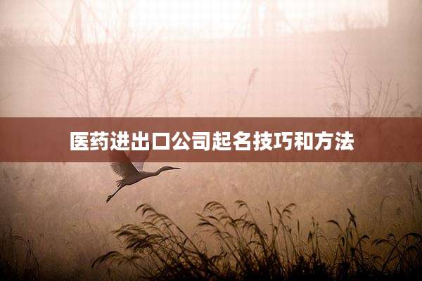 医药进出口公司起名技巧和方法