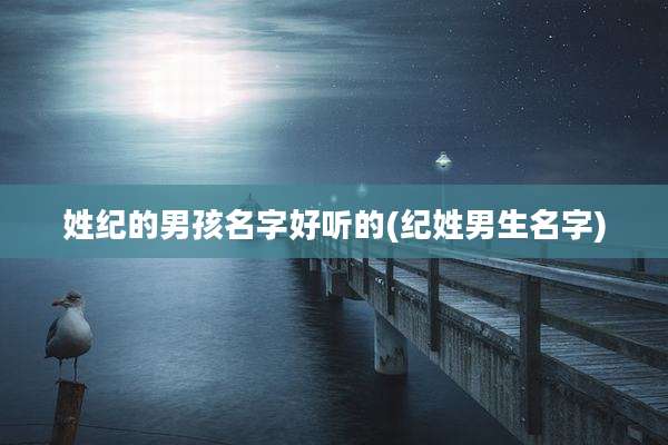 姓纪的男孩名字好听的(纪姓男生名字)