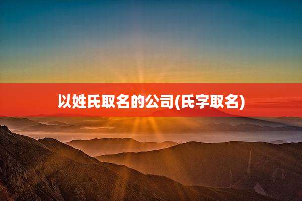 以姓氏取名的公司(氏字取名)