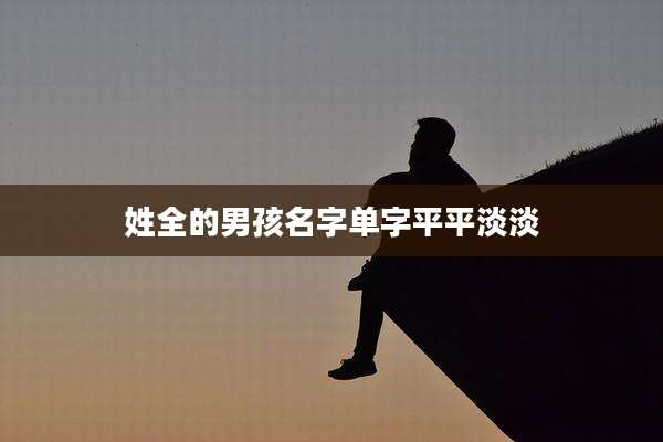姓全的男孩名字单字平平淡淡