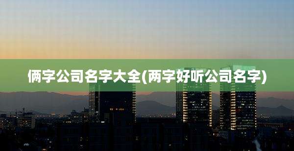 俩字公司名字大全(两字好听公司名字)