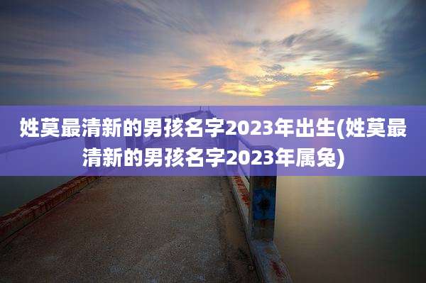 姓莫最清新的男孩名字2023年出生(姓莫最清新的男孩名字2023年属兔)
