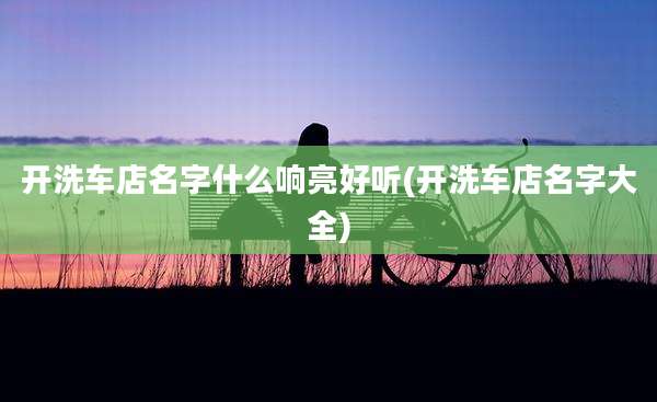开洗车店名字什么响亮好听(开洗车店名字大全)