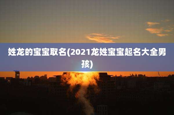 姓龙的宝宝取名(2021龙姓宝宝起名大全男孩)